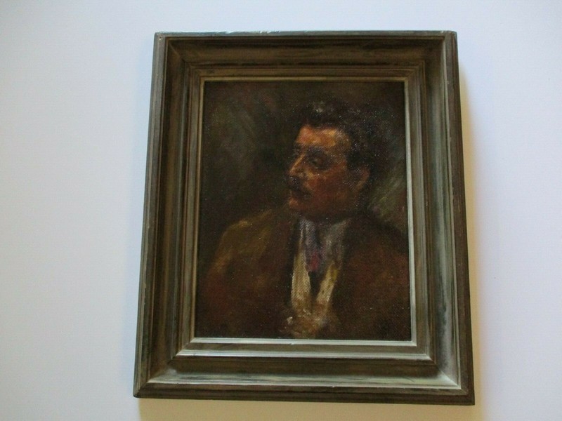 MYSTERY MASTERFUL OIL PAINTING IMPRESSIONISM MAN MALE MODEL SIGNED W INITIALS