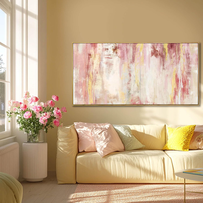 Modern Abstract Pink Framed Wall Art - 20x40 Inches for Home & Office gallery