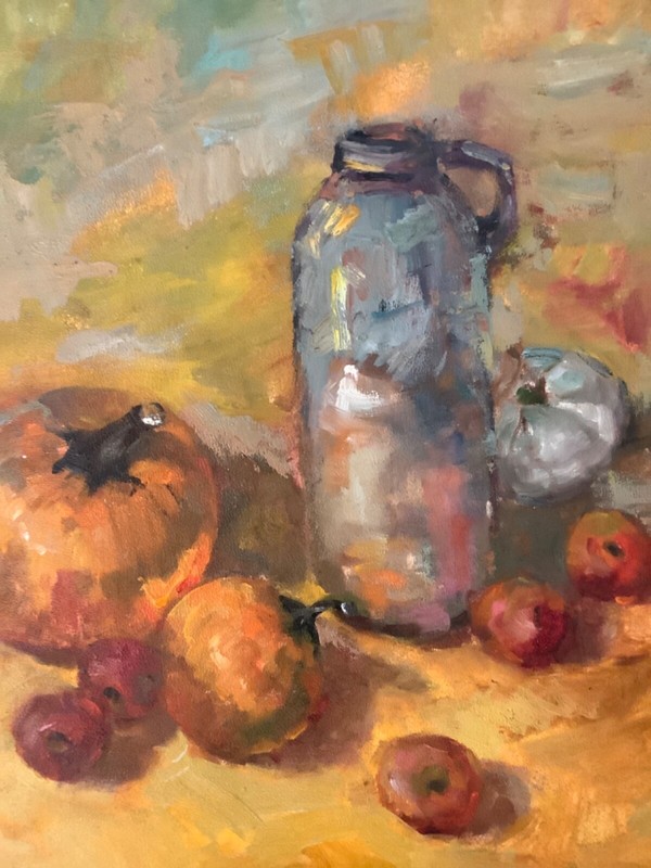 Original Framed Impressionism Oil Painting 20x16” Autumn Still Life Signed gallery
