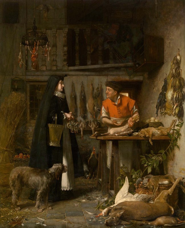 stunning oil painting handpainted on canvas-Market Scene in the 17th Century