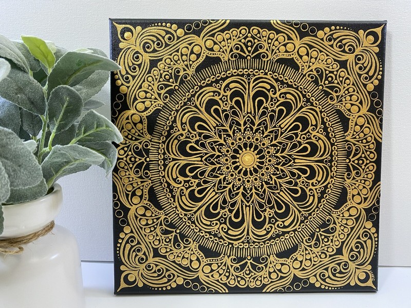 12” x 12” Goldest Gold Mandala Canvas – By JaDeL