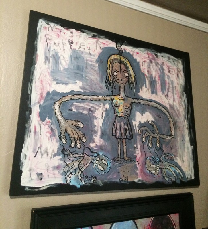 Original HAPPY GRAVE Large Painting year 2010 canvas art «PUPPET MASTER»