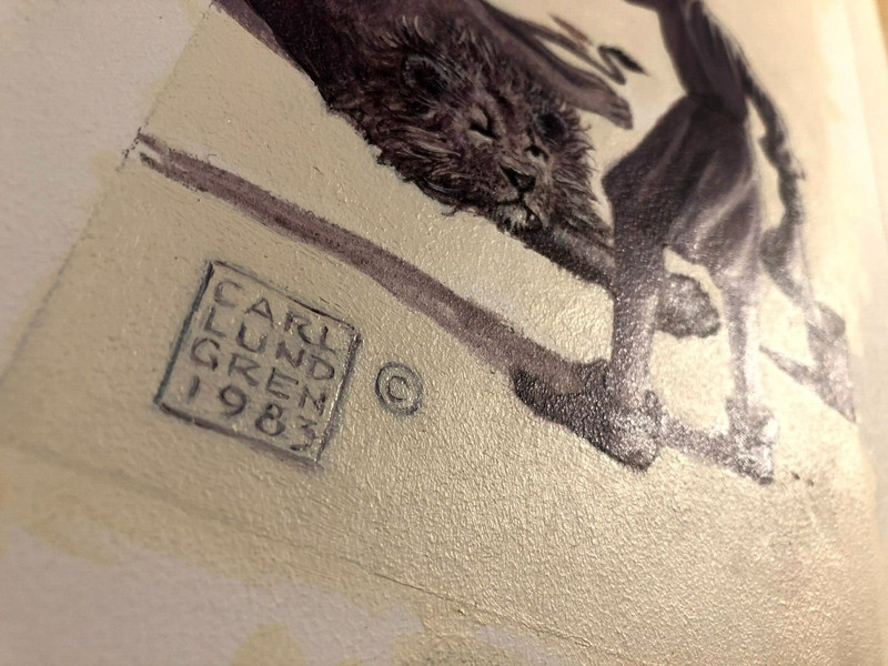 Carl Lundgren Rare Original Published Illustration Art Painting Lion And Man '83 gallery