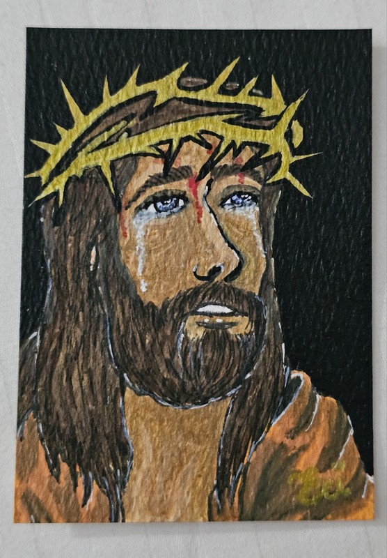 ACEO Original JESUS Religious God Acrylic Painting Paper art_and_nature_by_eri