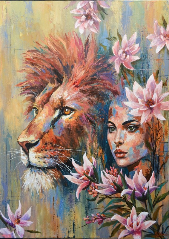 2 Original Acrylic Paintings on Canvas - “Courage” (Lion) & “Silent Strength” (Rhino) gallery