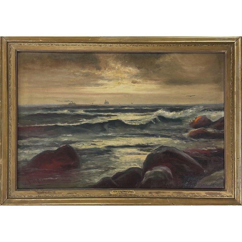 Jacques Willet-Expressionist Seascape at Sunset w/ Boats, Signed (c. 1910, OOC)