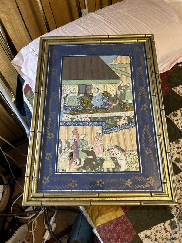 Antique Impressive Persian Mughal Hand painted on Silk
