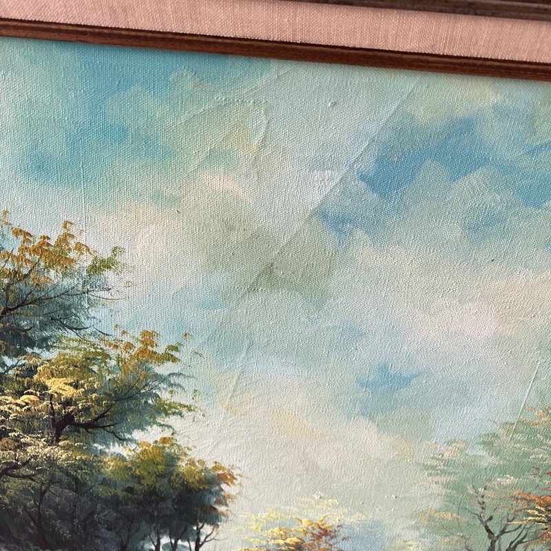 Vintage Oil Painting of A Country Home by Hanrey (Signed) gallery