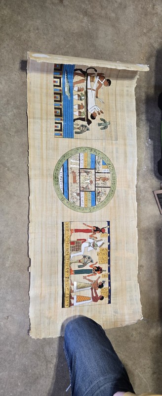 Hand-Painted Egyptian Papyrus Art – Hieroglyphs & Ancient Life Scenes – Unframed