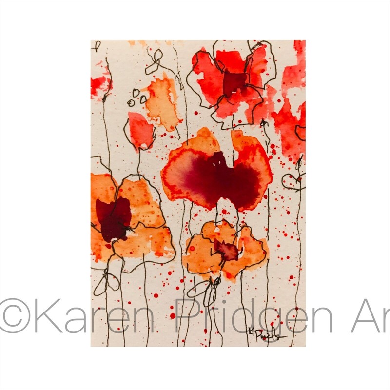 Original ACEO Watercolor Painting “Crazy Daisies “ Flowers Pen Ink Signed