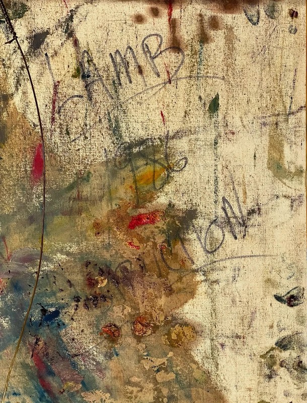 Matt Lamb Abstract Painting 1986 Mixed Media Canvas Signed 40x30 Framed gallery