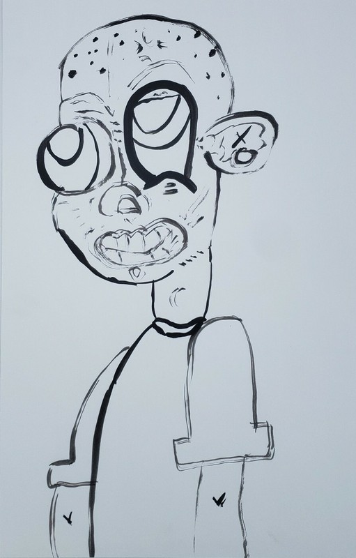 Otis Bruhserko Original Painting Graffiti Outsider Art Brut by Arizona Artist