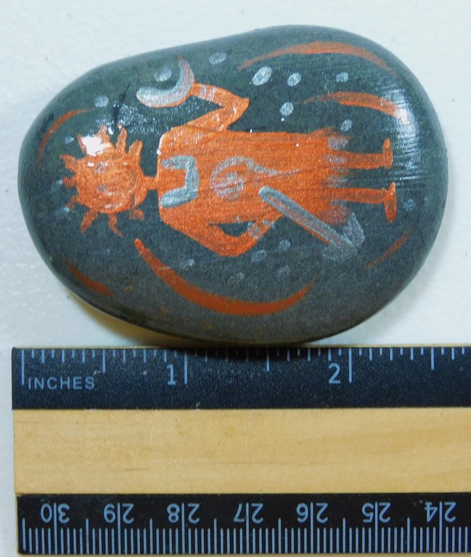 Native cave art & dream catcher Hand painted rock Stone art 2 sides gallery