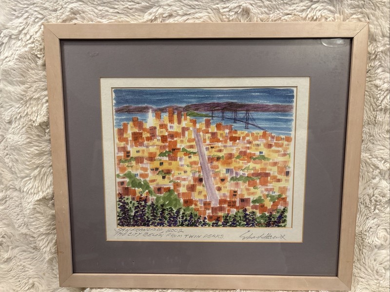 VTG 2002 San Francisco Water Color “ The City Below” Signed Artist