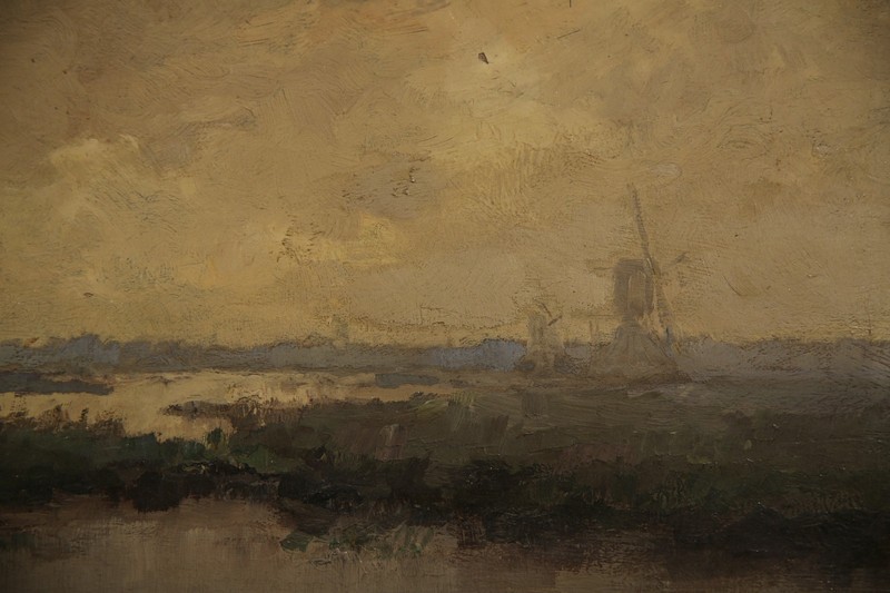 Holland Windmill Landscape att. to Dutch Female Artist Tini van Doornik gallery