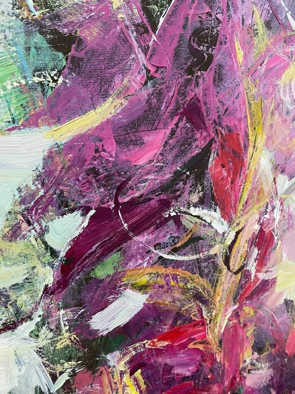 Monumental Abstract Flowers Bouquet | Huge Original Colorful Oil Painting Canvas gallery