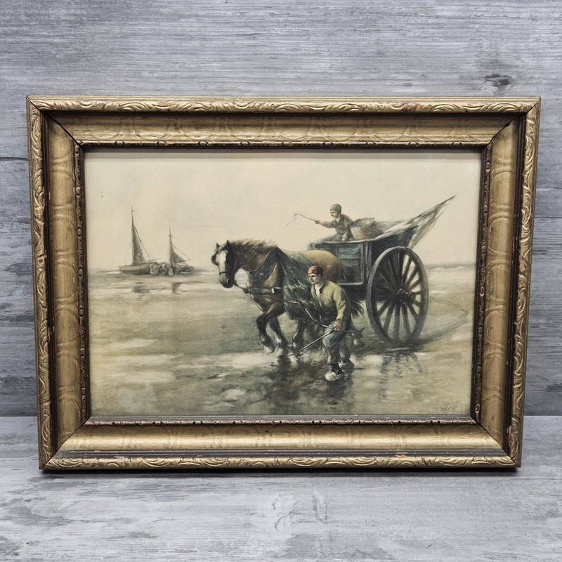 Francis William Van Vreeland CARRIAGE Vtg Gold Tone Framed 14 1/2″ x 11 1/2″
