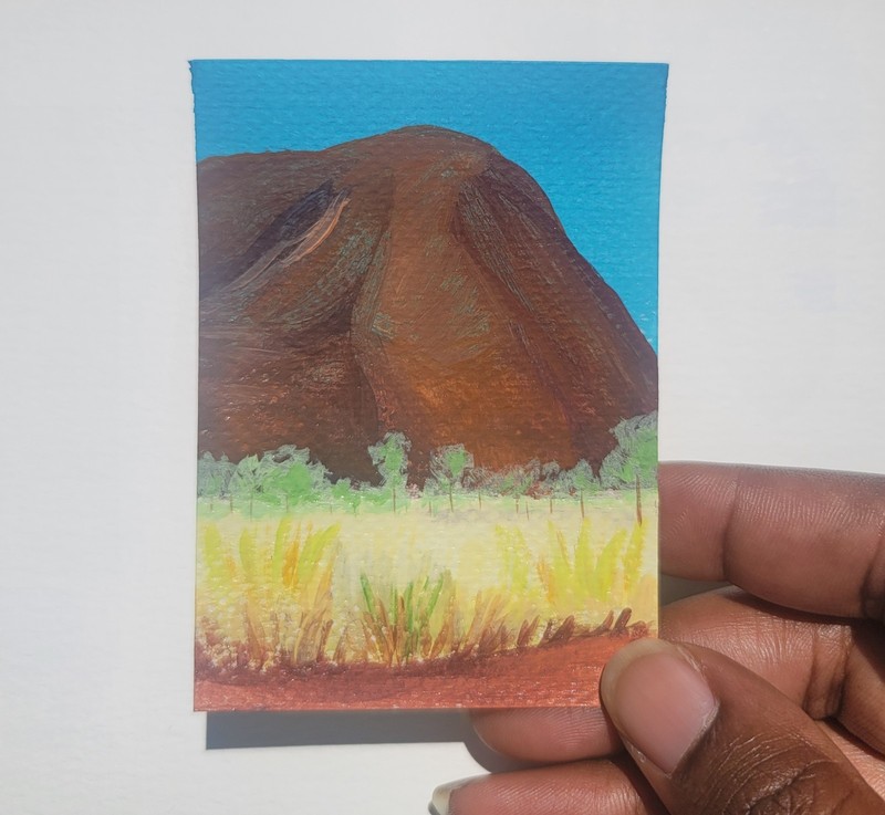 ACEO Original Abstract Landscape Desert Mountain Mini Art Painting Nature gallery