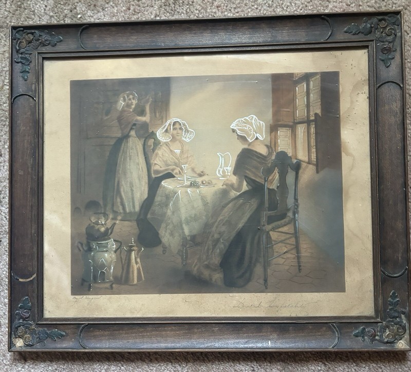 Rare Antique Signed Claude Sebastien Hugard Titled Dutch Hospitality In Pencil