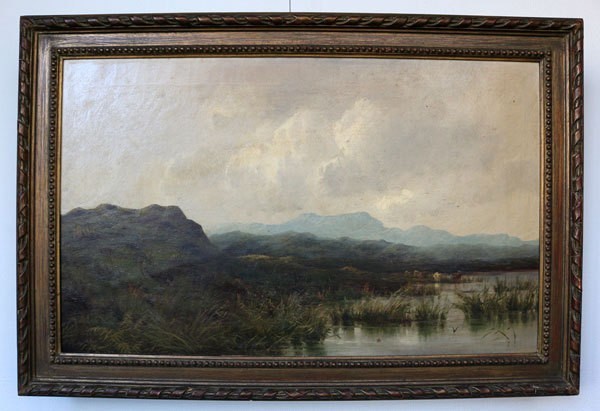 George Vicat Cole (British) Original Oil Painting Waterside 1876 Landscape Art
