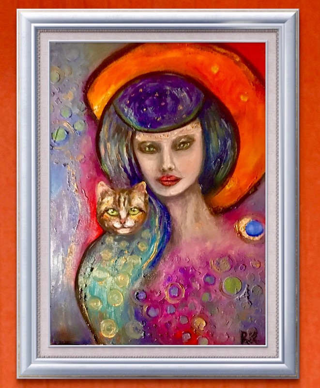 Gentle Power – Mystical Woman and Cat Portrait