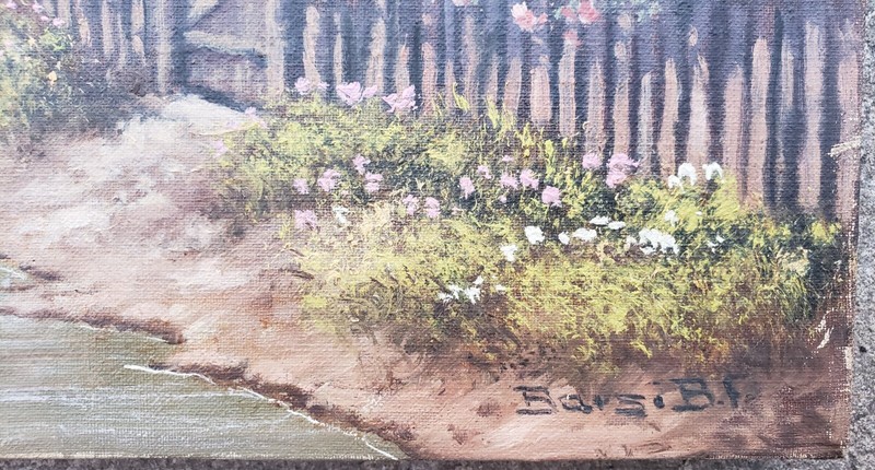 VINTAGE HUNGARIAN OR POLISH OR GERMAN VILLAGE FLOWERS IMPRESSIONIST PAINTING IL gallery