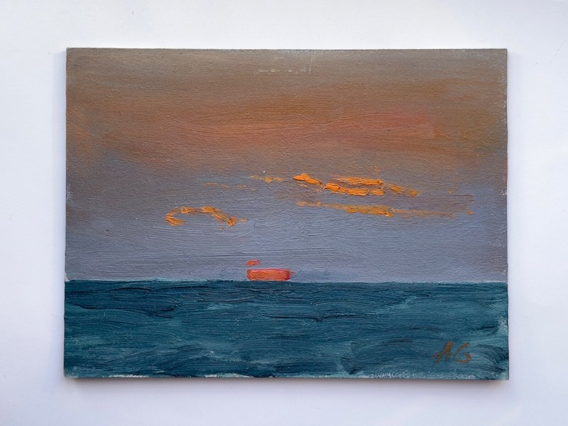 LANDSCAPE ORIGINAL PAINTING Impressionism Art Oil sunrise etude 6*8 inch gallery