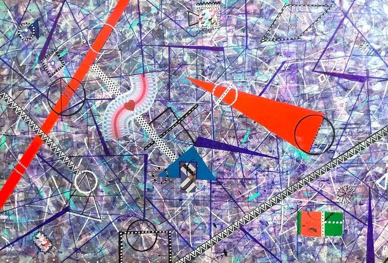 Opposites Attract – Original Acrylic Painting & Collage 36×24 by Rose Cook