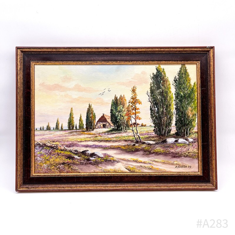 Vintage Oil Painting with Picture Frame, Signed A. Schetter 1979 | 39 x 55 cm