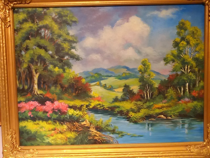 Original Wanley Johnson 1954 oil painting signed. 28 By 21 Inches