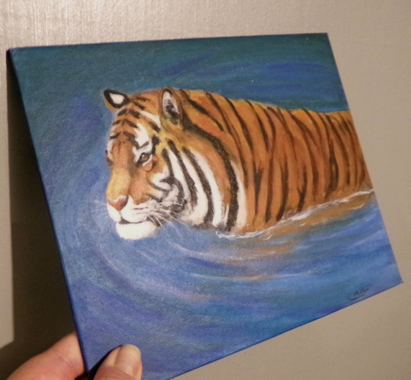 Tiger Original Painting 8x10 Big Cat Wildlife Animal Modern Wall Art gallery