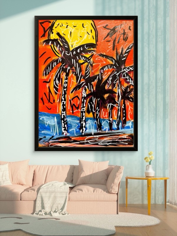 GERARD 11X14 IN-Abstract Expressionist Original Acrylic Painting Canvas Flowers gallery