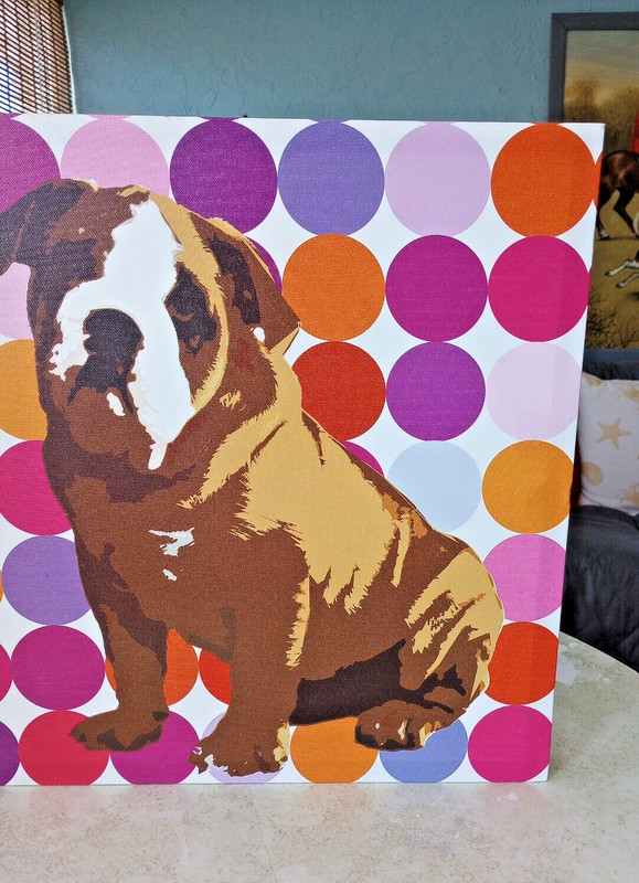Unbranded painting" Buldog" on canvas 15.75 x15.75 in gallery