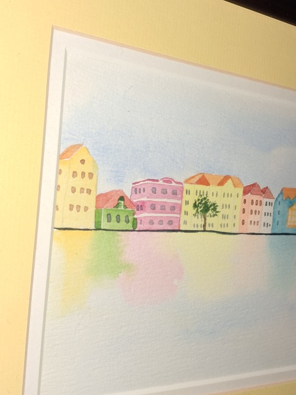 Curacao Willemstad Caribbean Watercolor Painting Landscape Professionally Framed gallery
