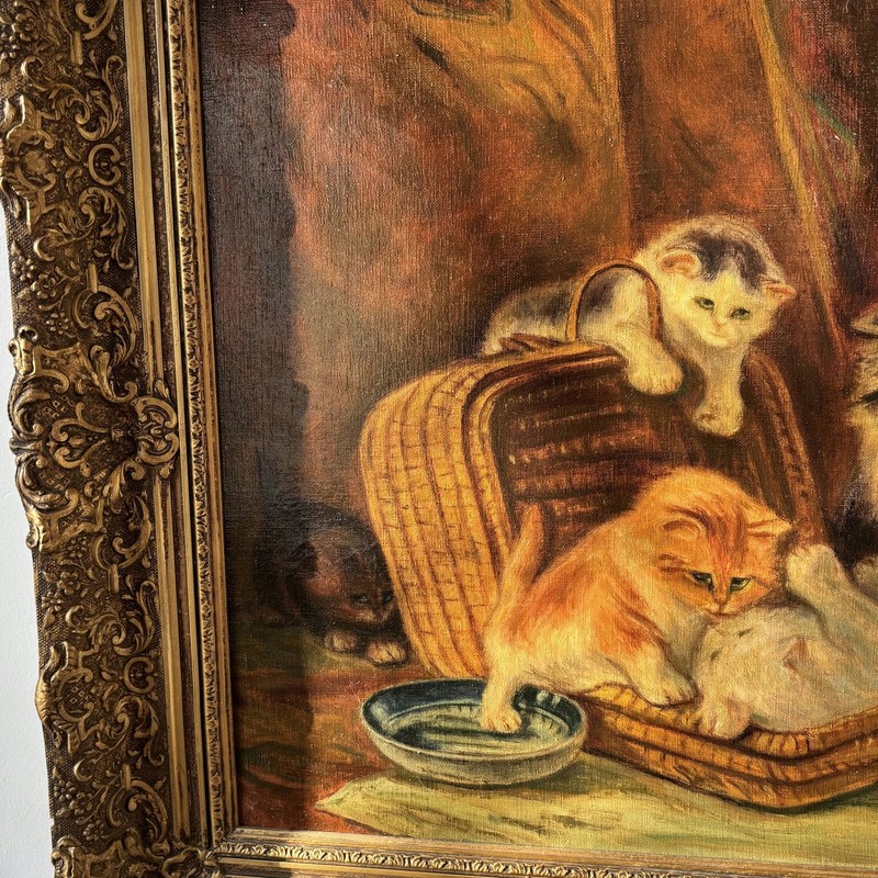 Remarkable Animals Oil Painting "Playful Kittens" Classic Large Artwork gallery