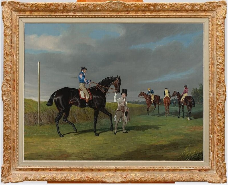 Hand Painted Old Master-Art Antique Oil Painting horse play golf on canvas
