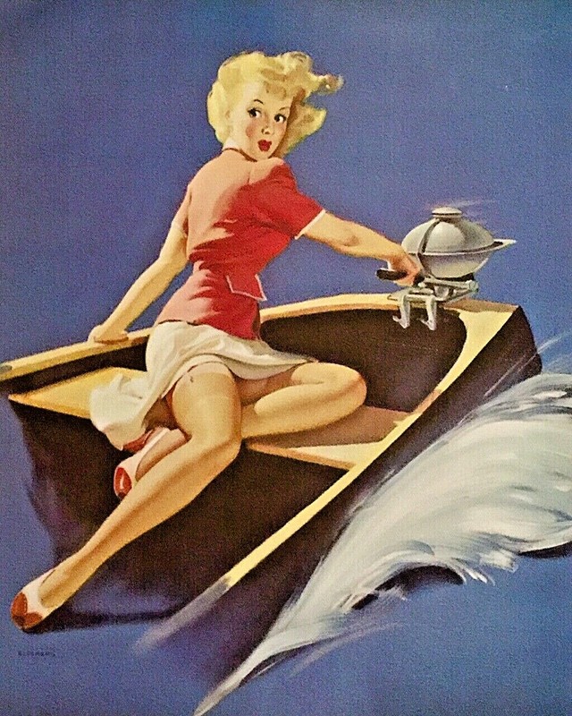 SUPER SALE Large Canvas SEA WORTHY pinup ELVGREN pin-up SHEER STOCKINGS Up SKIRT
