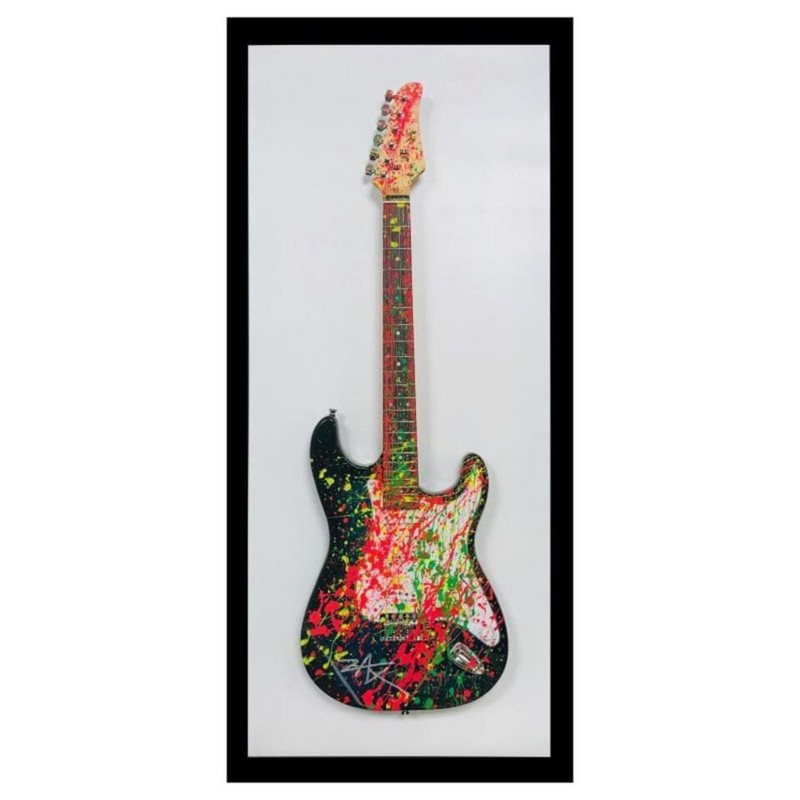 E M ZAX ORIGINAL ACRYLIC PAINTING ON GUITAR HAND SIGNED CUSTOM FRAMED COA