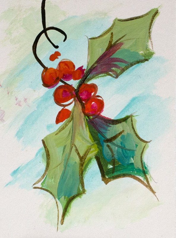 ACEO ,Original, Xmas, Painting, ATC, Holiday, Collectable, Heavy Paper. X1005
