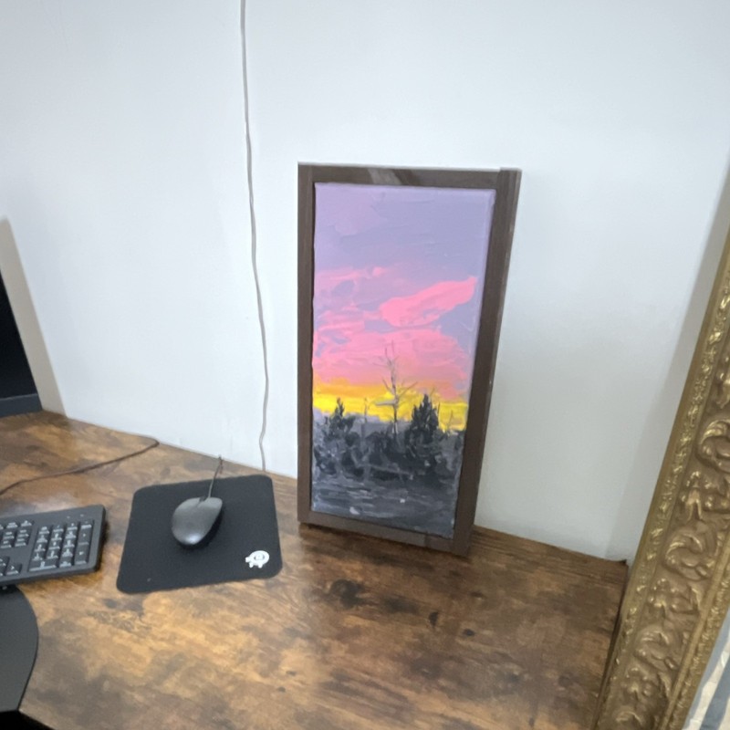 Original Abstract Sunset Landscape Painting Signed Framed 2021 gallery