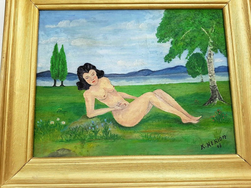 No.: 724 oil painting artwork oil painting nude woman lady lake forest 1948 year gallery