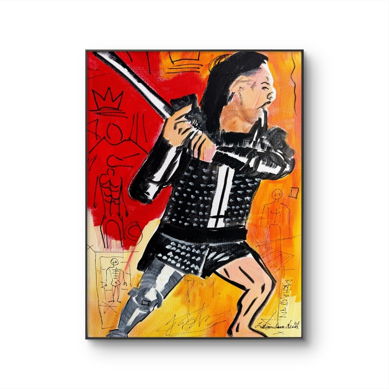 Warrior 16″x12″ Abstract Expressionsim Man Warrior Original Design Home Art