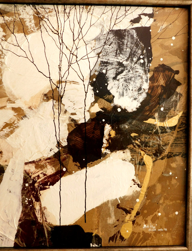 LISTED AMERICAN DENNIS FRINGS ( 1945- ) FINE ORIGINAL ABSTRACT MIXED MEDIA gallery