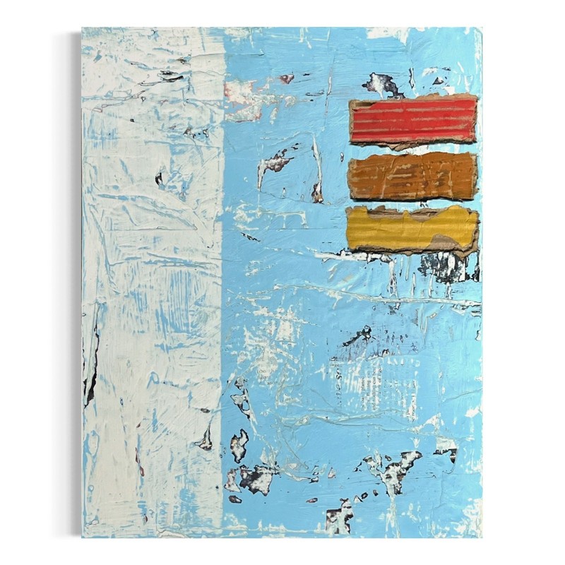 Original Mixed Media Modern Art Collage Painting 11×14 «Copper»