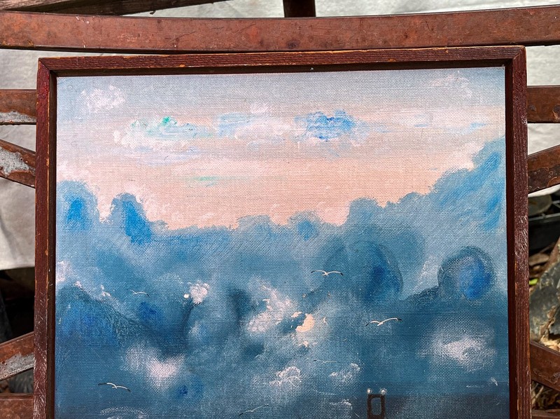 Original 1977 Contemporary Painting San Francisco Bay Golden Gate Bridge Signed gallery