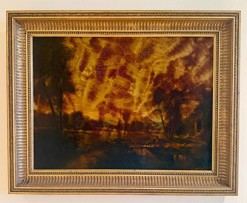 Vintage Pastoral Landscape Painting – Signed – Framed Art 19″ × 15″