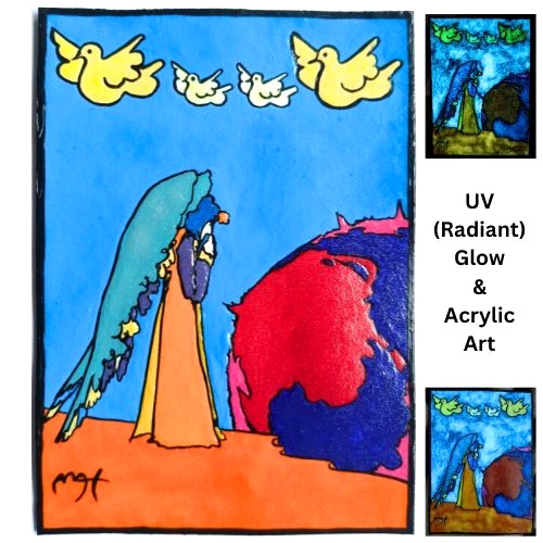 PETER MAX 1971 «Postrations» signed Pop Art Acrylic UV Radiant Hand Painting NEW