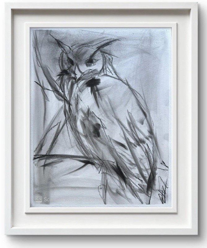 Perched Owl Sketch 11×14 Soft Pastel on Paper Original Nature Art