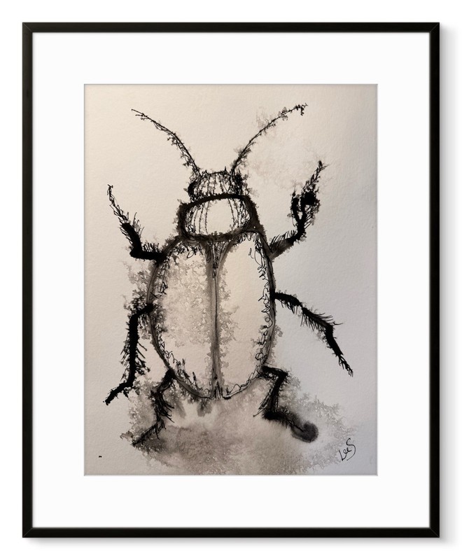 Original Art Beetle 5 9×12 Paper Modern Expressionism Unique Nature Fine Art