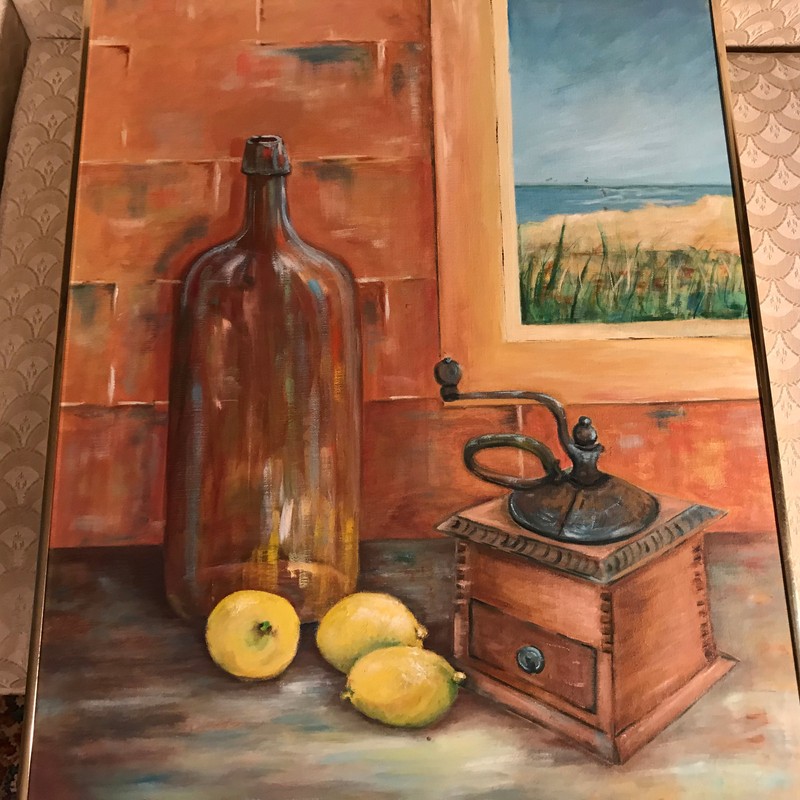 Edna W Russell" View From The Window" Oil On Canvas Painting - Signed And Framed gallery